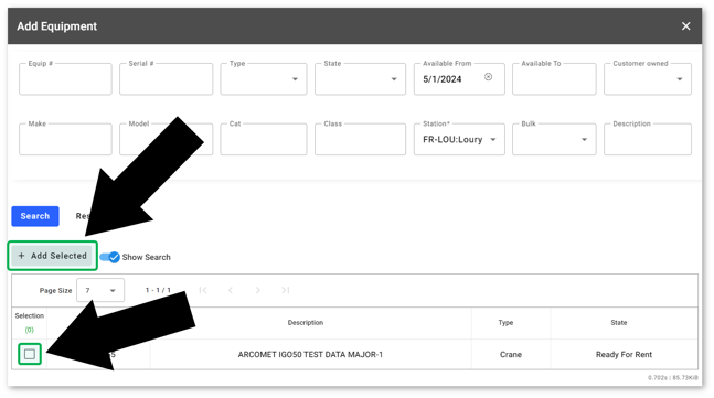 Add Equipment MARKUP