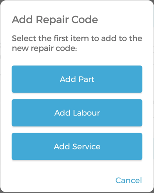 Add Repair Code - Select First Item