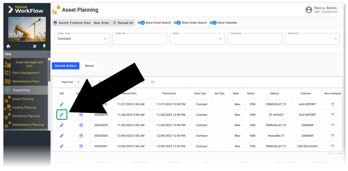 Asset Planning - Edit Order