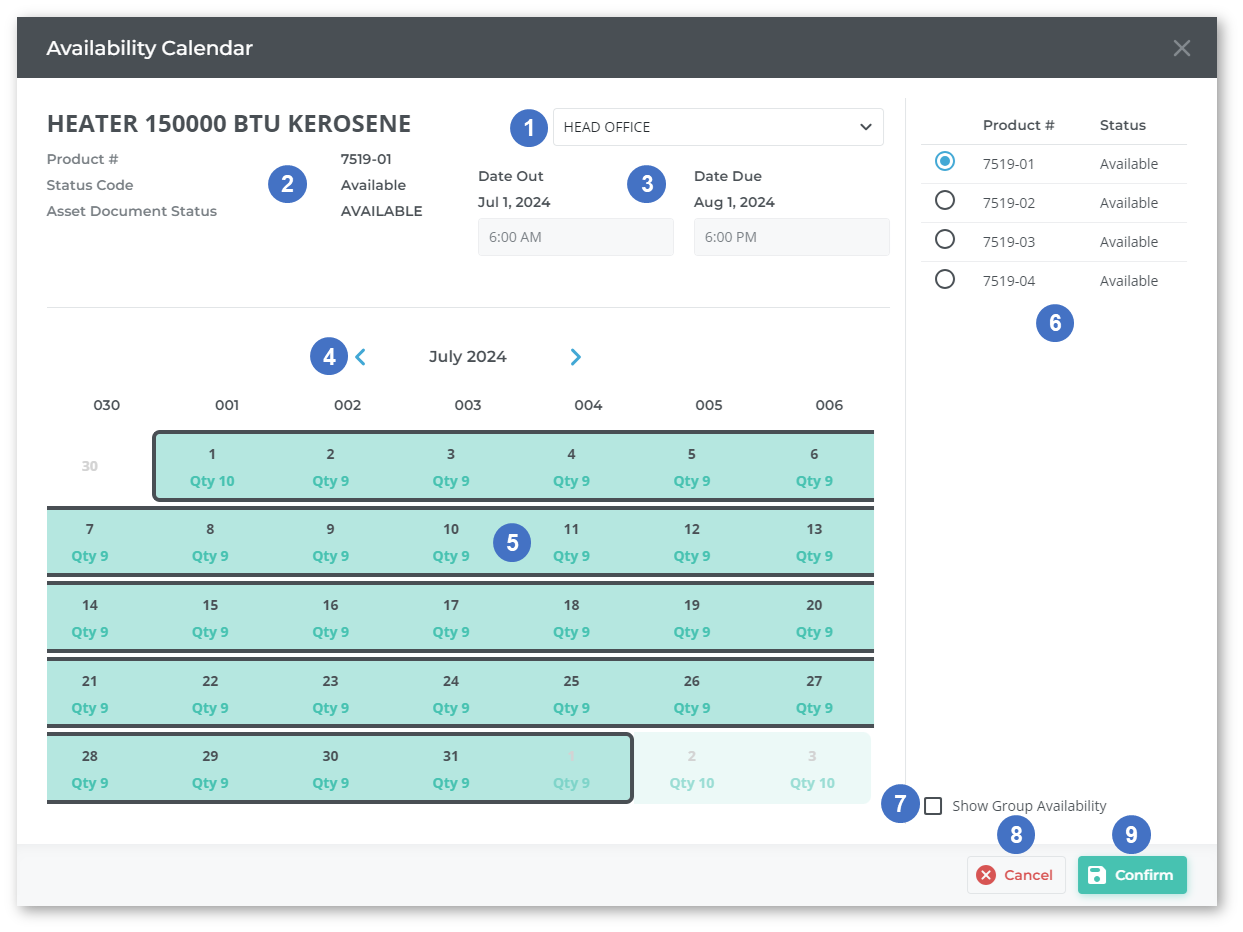 Availability Calendar