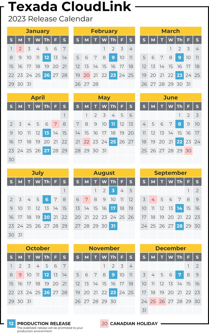 CloudLink Release Calendar 2023 UPDATE