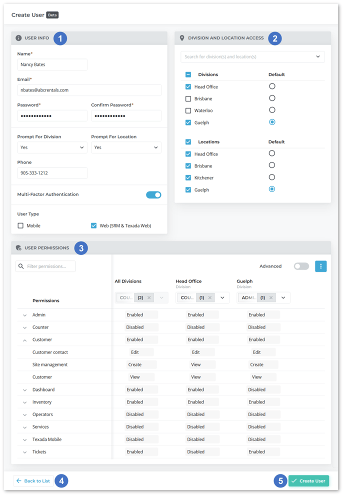 Create User NUMBERED