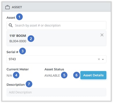 Create Work Order - Asset Panel NUMBERED