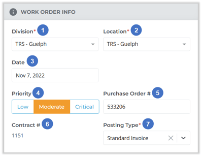 Create Work Order - Work Order Info Panel NUMBERED