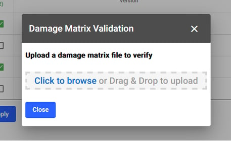 Damage Matrix Validation
