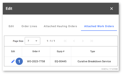 Edit Order - Attached Work Orders NUMBERED