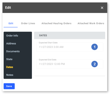 Edit Order - Edit - Dates NUMBERED