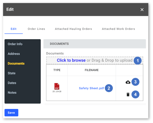 Edit Order - Edit - Documents NUMBERED