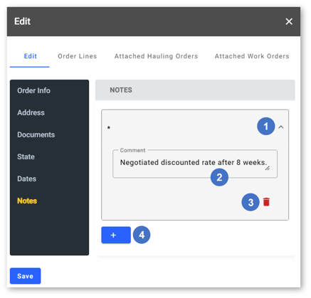 Edit Order - Edit - Notes NUMBERED