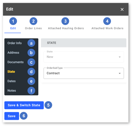 Edit Order - Edit - State BOTH BUTTONS NUMBERED