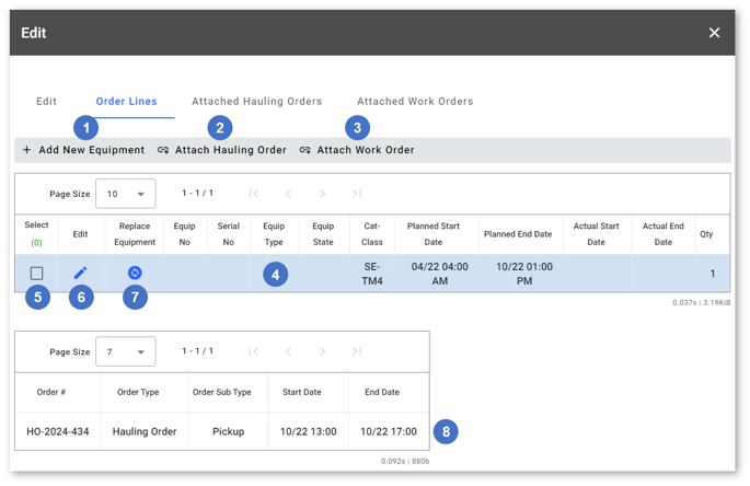 Edit Order - Order Lines NUMBERED