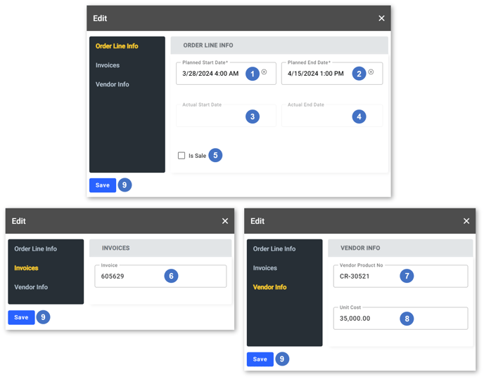 Edit Order Line NUMBERED