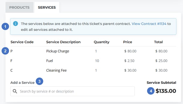 Edit Ticket - Services Tab NUMBERED