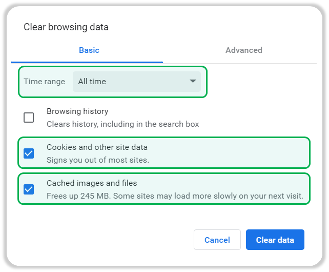 Clear your Browser Cache