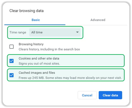 Google Chrome - Clear browsing data HIGHLIGHT