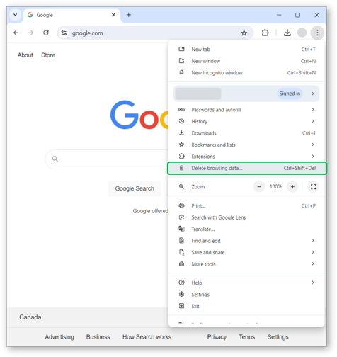 Google Chrome - Menu