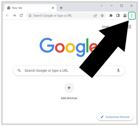 Google Chrome new tab MENU HIGHLIGHT