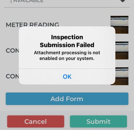 Inspection Submission Failed