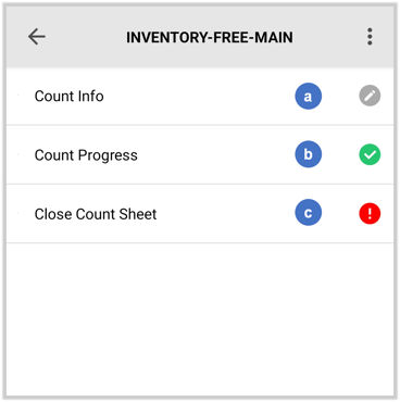 Inventory Free Scan - Main Menu NUMBERED