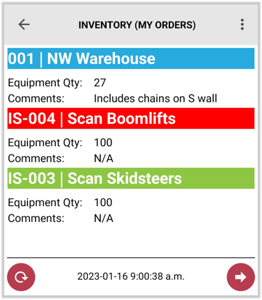 Inventory My Orders - Order List
