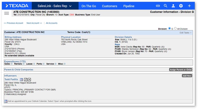 Customer Details SHADOW