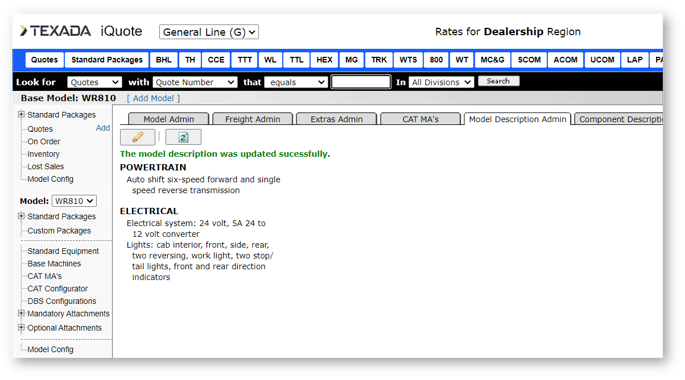 Model Config - Model Description Admin - Model Description Updated Successfully SHADOW
