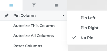 Column Options - Options Tab