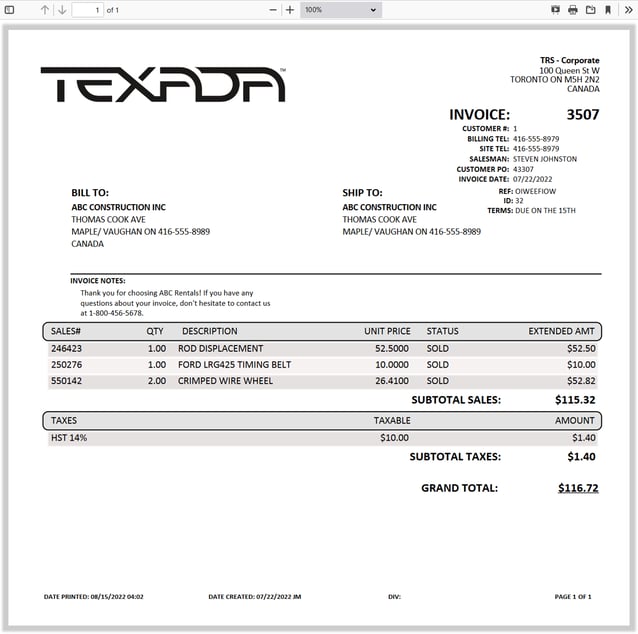 PDF Invoice WITH TOP BAR