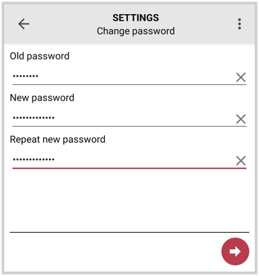 Settings Menu - Change Password