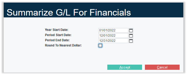 Summarize GL for Financials-1