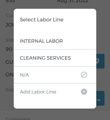 Work Orders - Select Labor Line